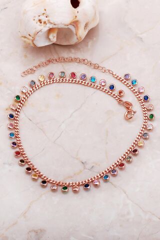 Rose Gümüş Mix Taşlı Halhal 239