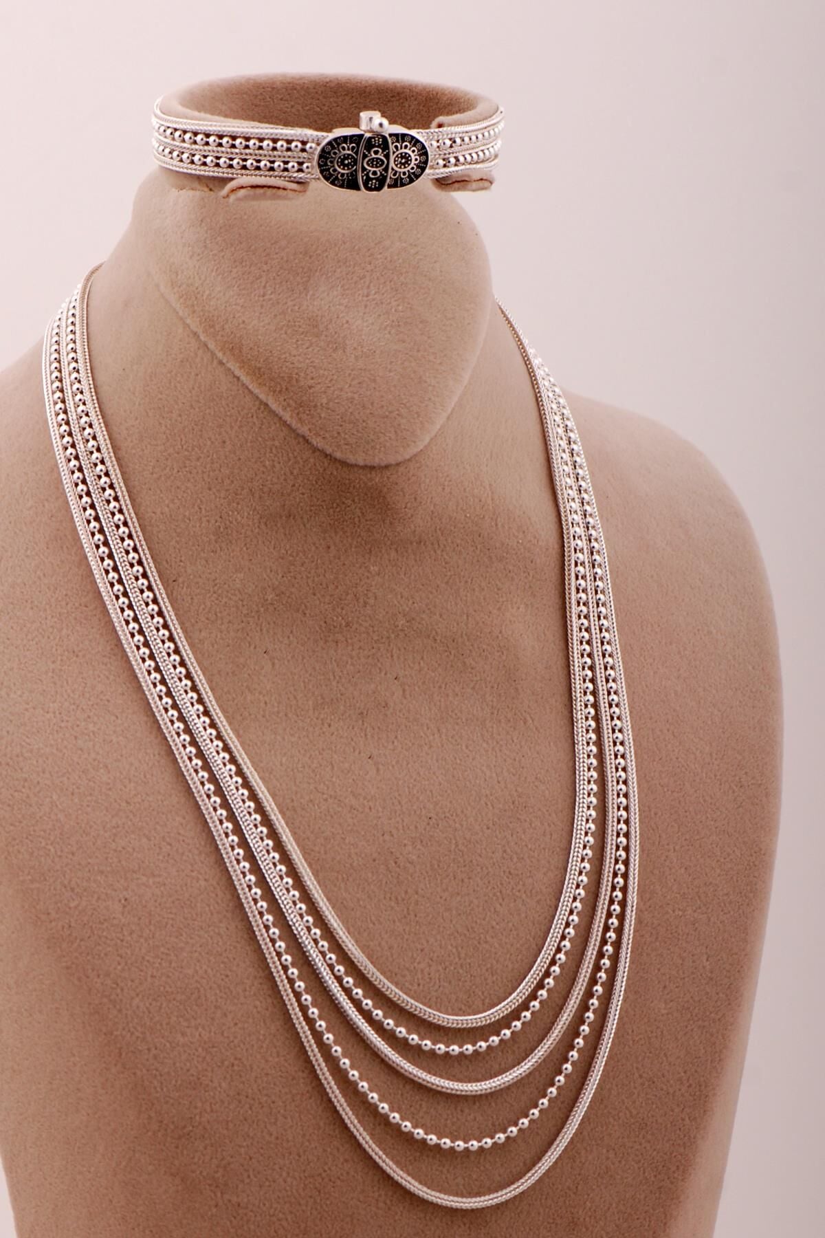 Mardin Güneşi Toplu Hasır Örgü Tasarım 925 Ayar Gümüş Set 2716