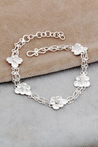 Midyat Telkari Sanatı Elişi Begonya Çiçeği Gümüş Bileklik 4675