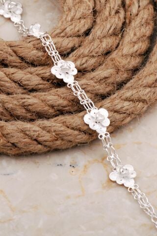 Midyat Telkari Sanatı Elişi Begonya Çiçeği Gümüş Bileklik 4675