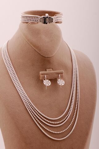 Yaşam Çiçeği Toplu Hasır Tasarım Gümüş Set 2717