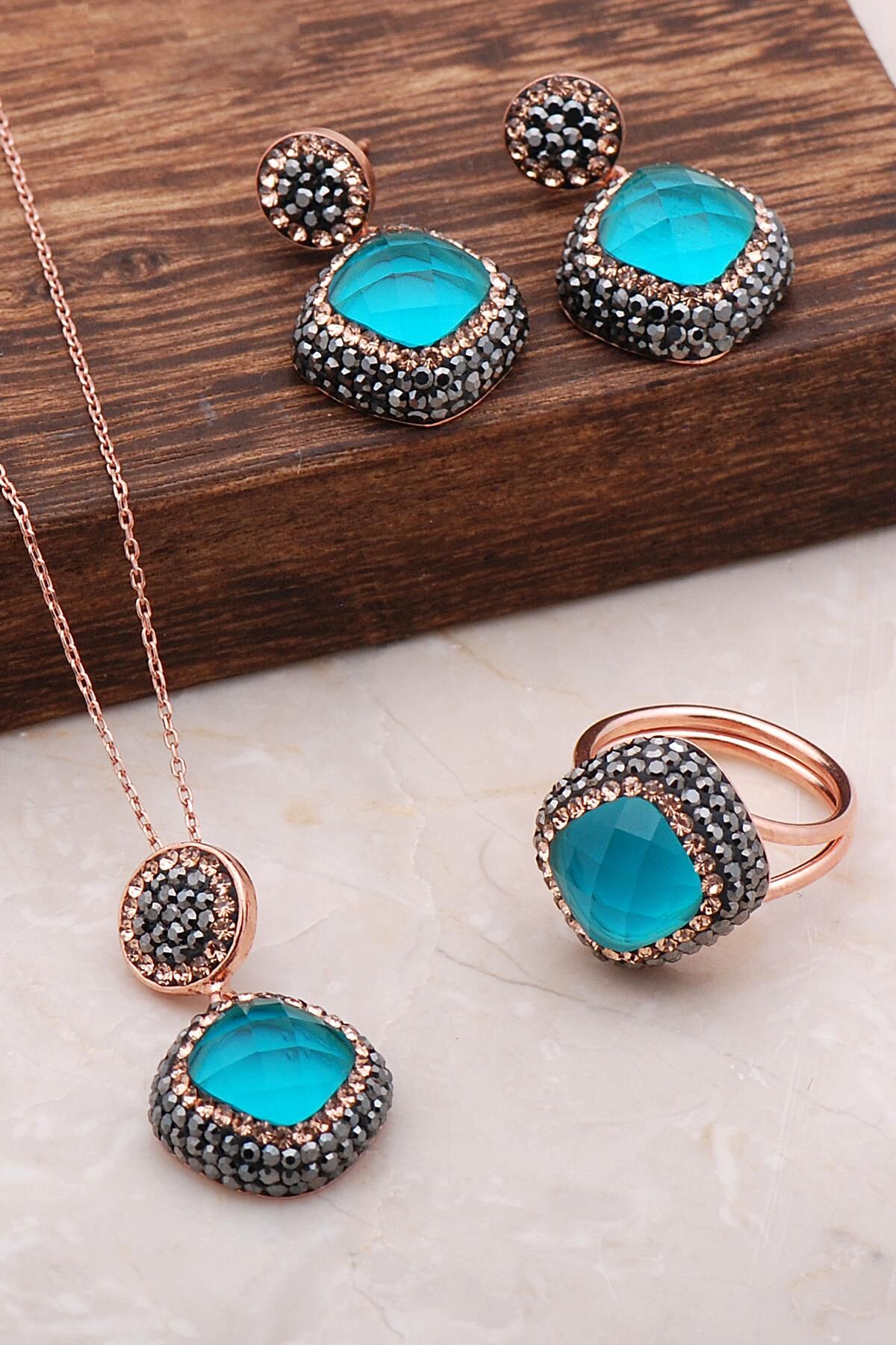 Akua Marin Rose Gümüş Set 2064
