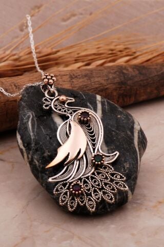 Tavus Kuşu Telkari Gümüş Kolye 949