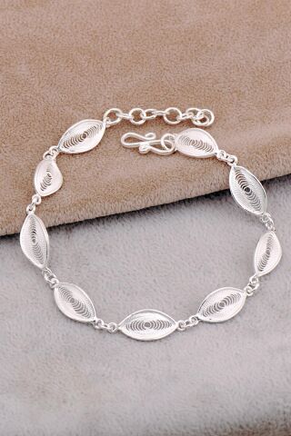 Midyat Telkari Sanatı İşlemeli Elişi Gümüş Bileklik 4678