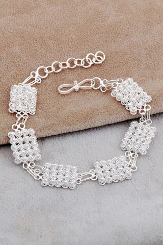 Midyat Telkari İşlemeli Elişi Bereket Modeli Gümüş Bileklik 4679