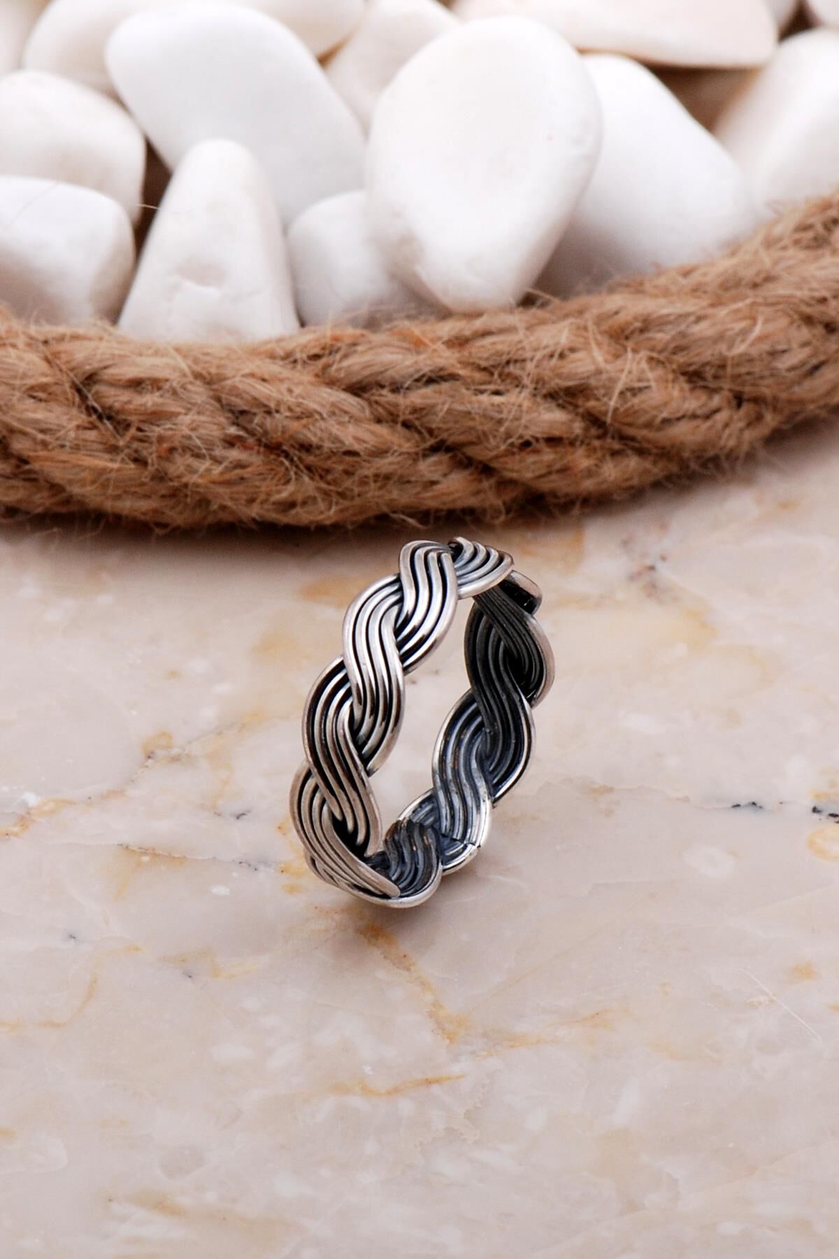 Örgü Tasarım Gümüş Yüzük 3686