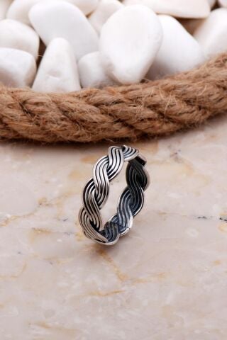 Örgü Tasarım Gümüş Yüzük 3686