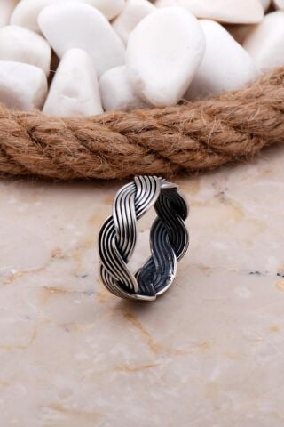 Örgü Tasarım Gümüş Yüzük 3687