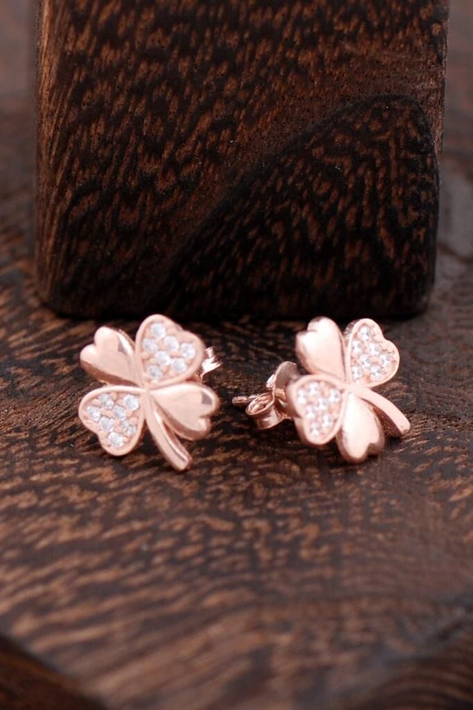 Yoncalı Rose Gümüş Küpe 2377