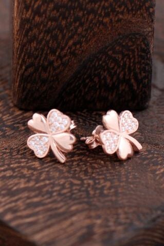 Yoncalı Rose Gümüş Küpe 2377