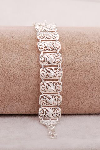 Midyat Telkari Sanatı İşlemeli Elişi Tasarım Gümüş Bileklik 4684