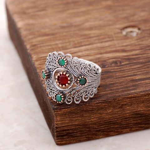 Telkari İşlemeli Gümüş Yüzük 2513