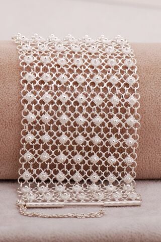 Telkari İşlemeli Elişi Midyat Akıtma 7 Sıra Gümüş Bileklik 4687