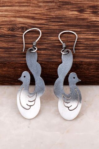 Güvercin Tasarım Elişi Gümüş Küpe 4307