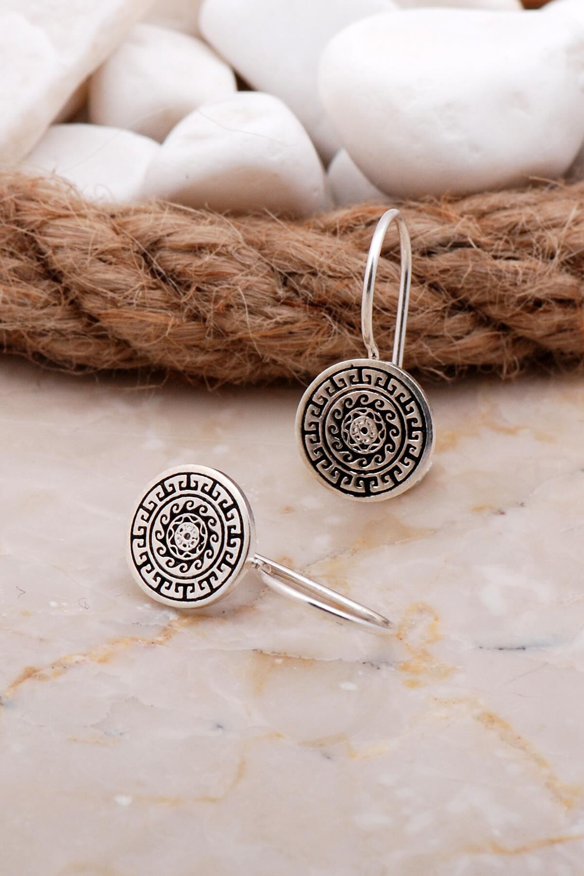 Anadolu Motifli Elişi Gümüş Küpe 5927