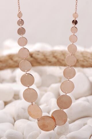 Plakalı Tasarım Rose Gümüş Kolye 7465