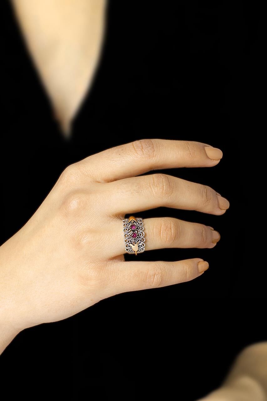 Telkari İşlemeli Gümüş Yüzük 2518