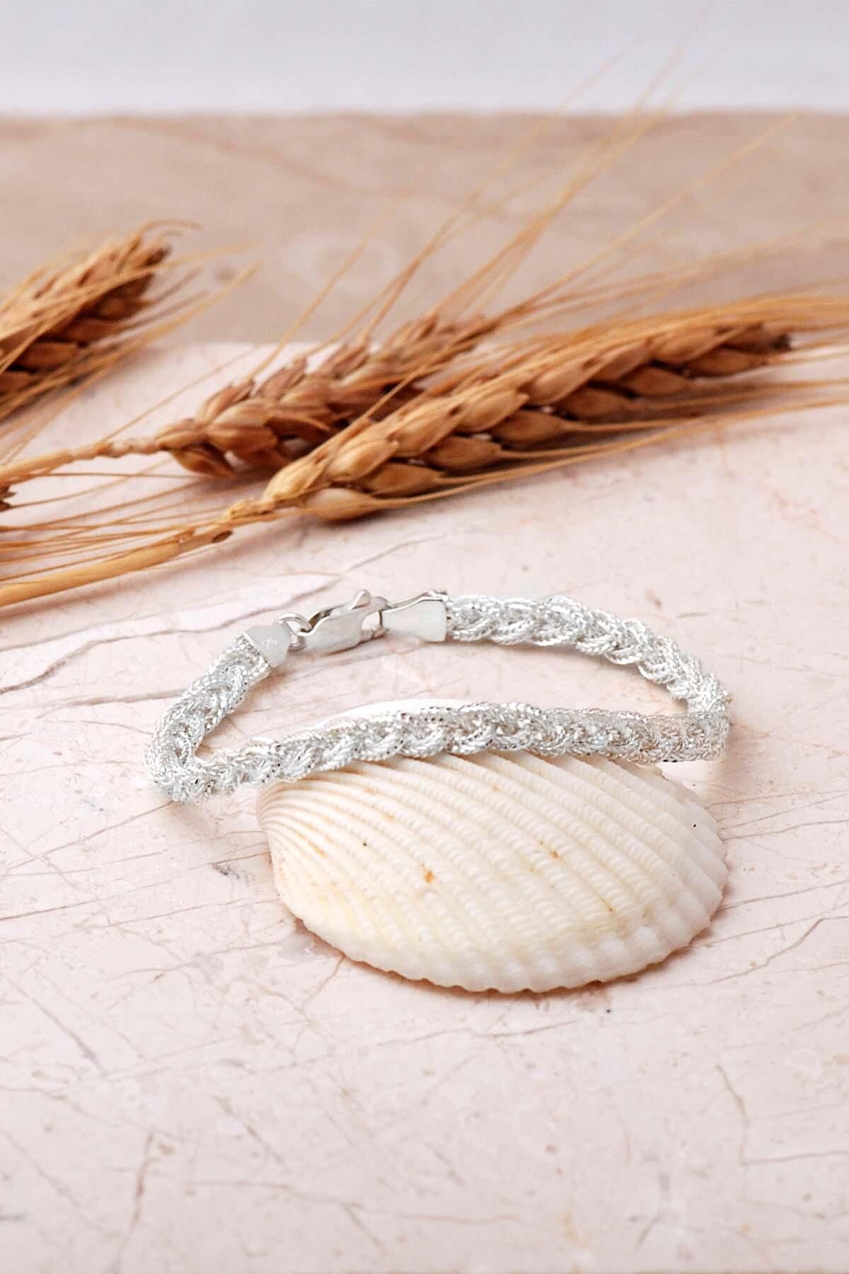 925 Ayar Hasır Örgü Gümüş Bileklik 4848