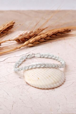 925 Ayar Hasır Örgü Gümüş Bileklik 4848