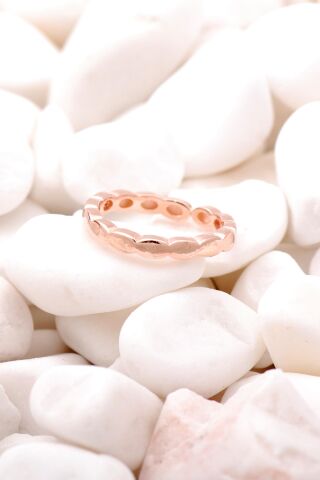 Dalgalı Rose İnce Gümüş Yüzük 3510