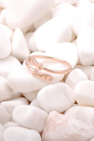 Balık Tasarım Rose Gümüş Yüzük 3511