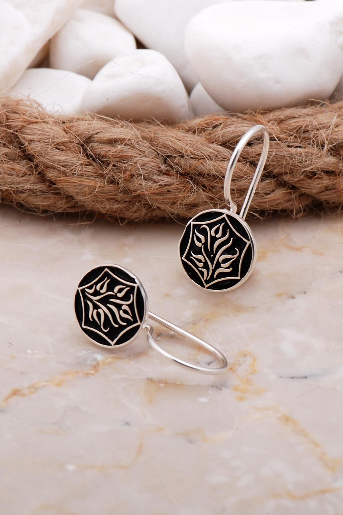 Laleli Elişi Gümüş Küpe 5934