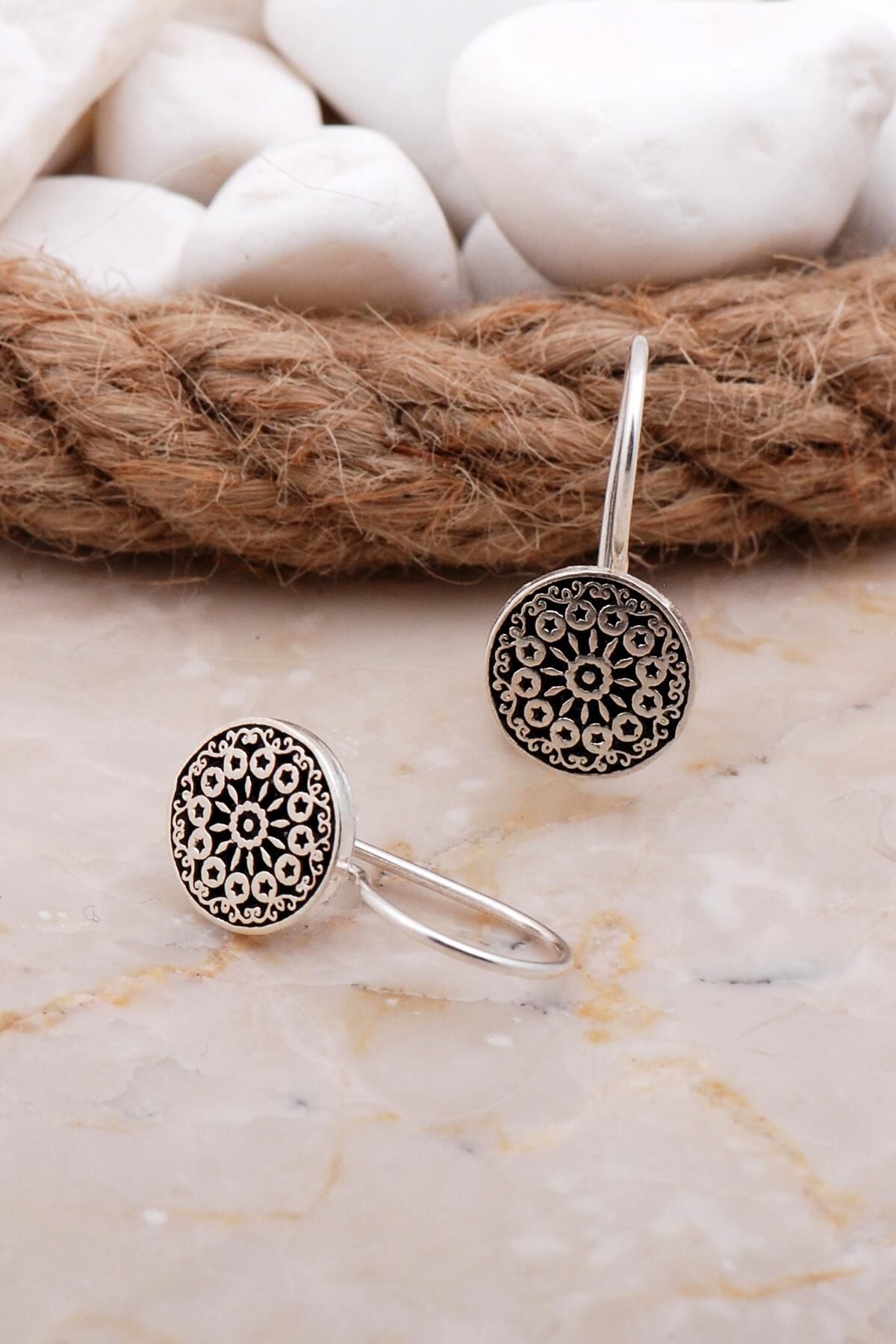 Anadolu Motifli Elişi Gümüş Küpe 5935