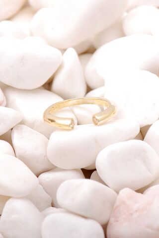 Çift Başlı Tasarım Altın Yaldızlı Gümüş Yüzük 3512