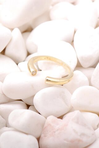 Çift Başlı Tasarım Altın Yaldızlı Gümüş Yüzük 3512