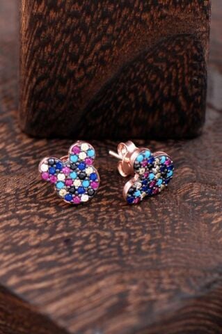 Mickey Mouse Rose Gümüş Küpe 2397