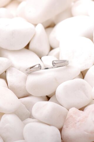 Çift Başlı Tasarım Rodyumlu Gümüş Yüzük 3512