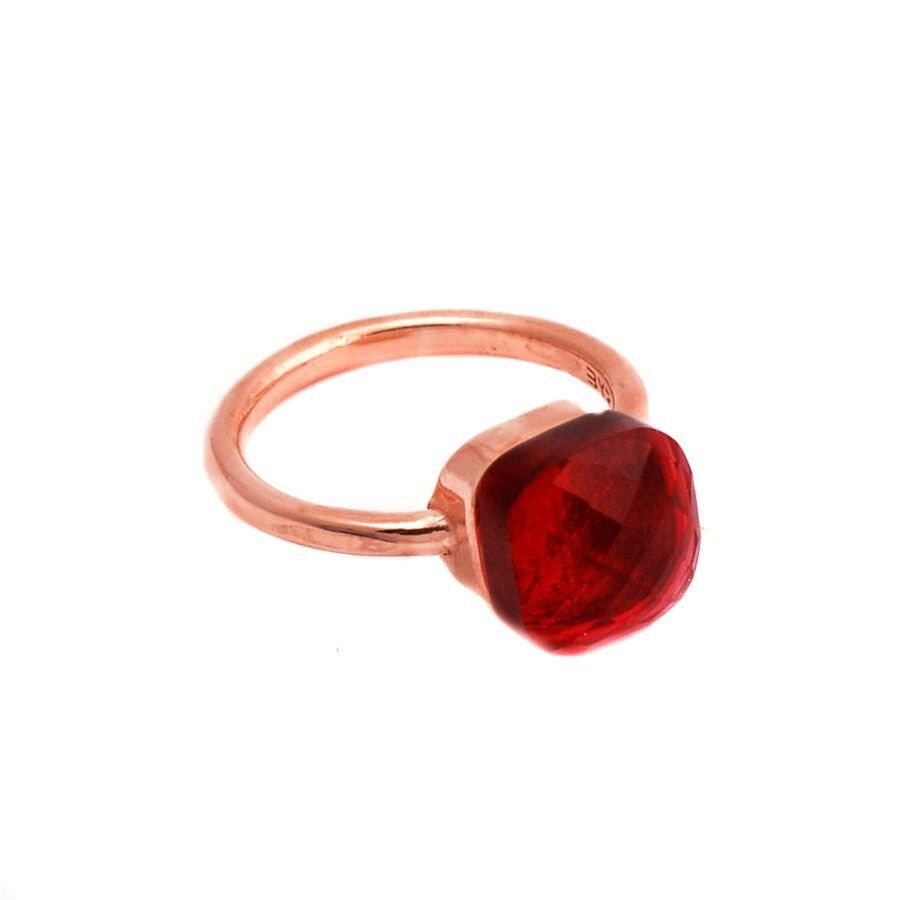 Granat Taşlı Rose Gümüş Yüzük 1436