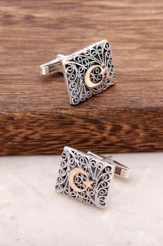 TELKARİ ELİŞİ AY YILDIZ GÜMÜŞ KOL DÜĞMESİ 25