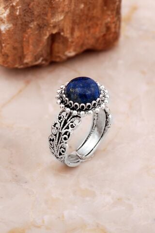 Lapis Lazuli Taşlı Telkari Elişi Gümüş Yüzük 5835