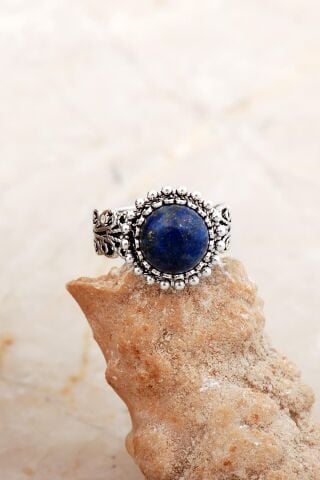 Lapis Lazuli Taşlı Telkari Elişi Gümüş Yüzük 5835