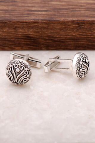 Telkari İşlemeli Gümüş Kol Düğmesi 76