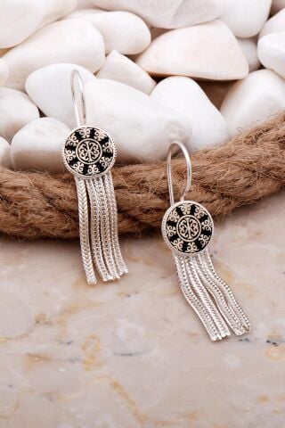 Anadolu Motifli Elişi Hasır Gümüş Küpe 5941