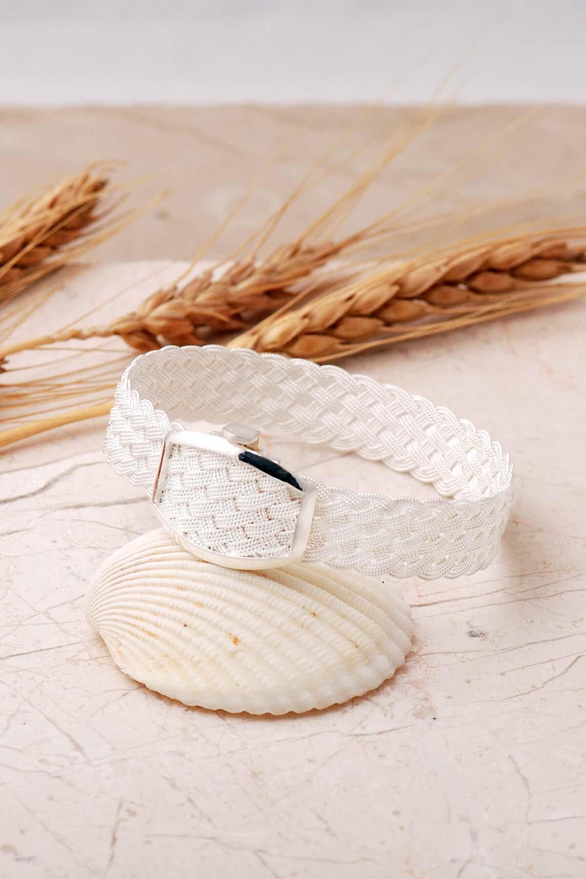 Sepet Örgü Hasır 925 Ayar Gümüş Bilezik 4853