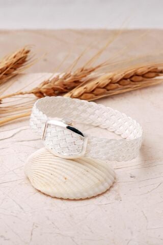 Sepet Örgü Hasır 925 Ayar Gümüş Bilezik 4853