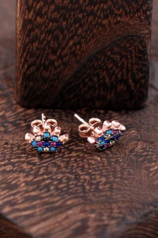 Kraliçe Tacı Rose Gümüş Küpe 2404