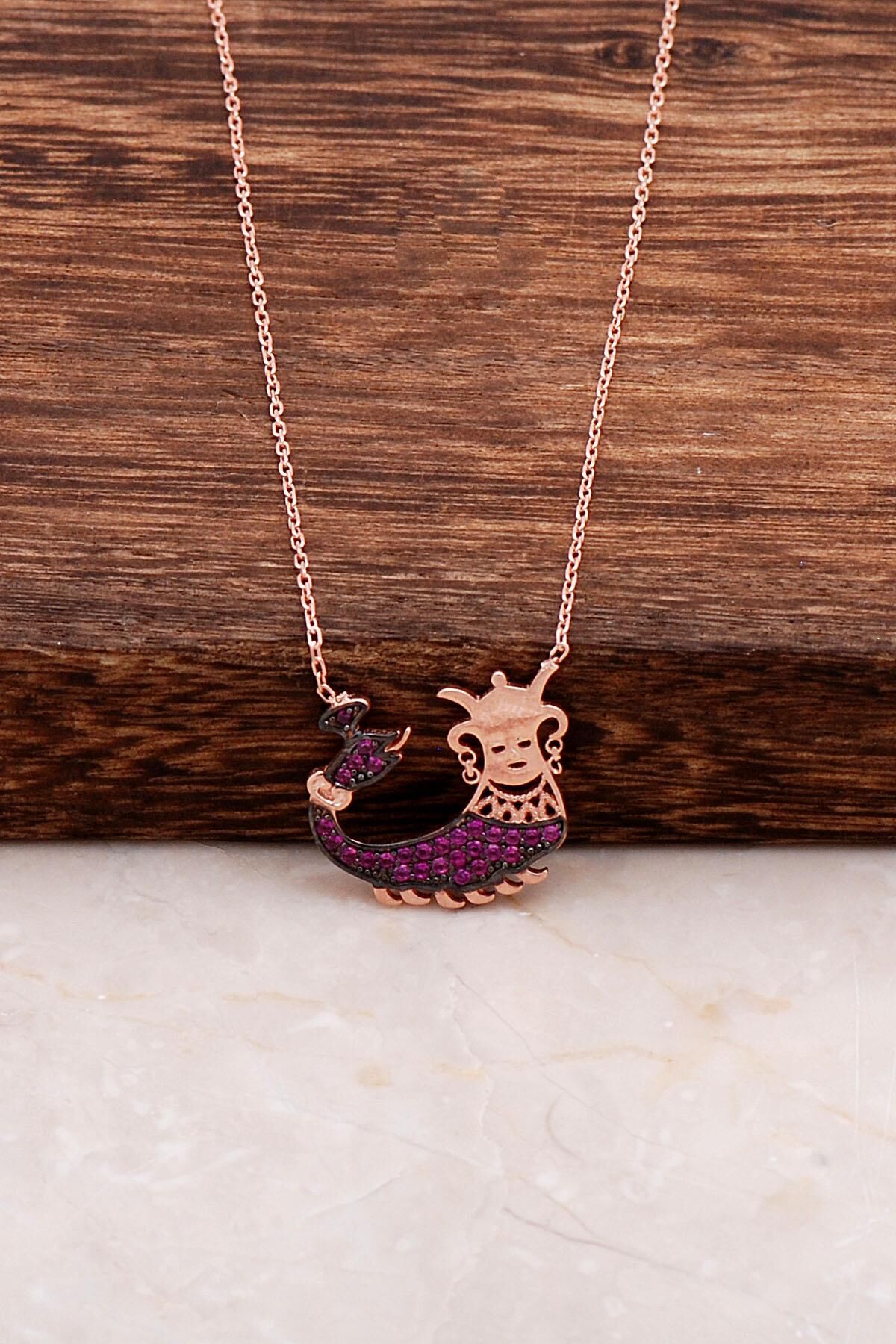 Rose Gümüş Şahmeran Kolye 6554