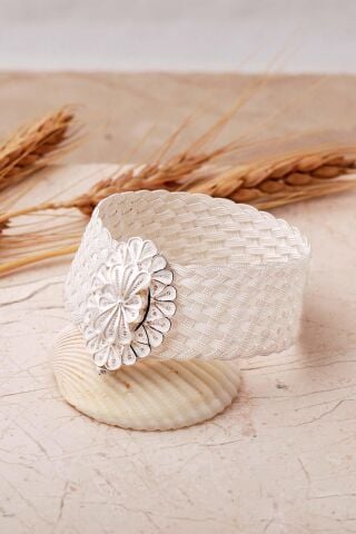 Sepet Örgü Hasır Telkari İşlemeli 925 Ayar Gümüş Bilezik 4855