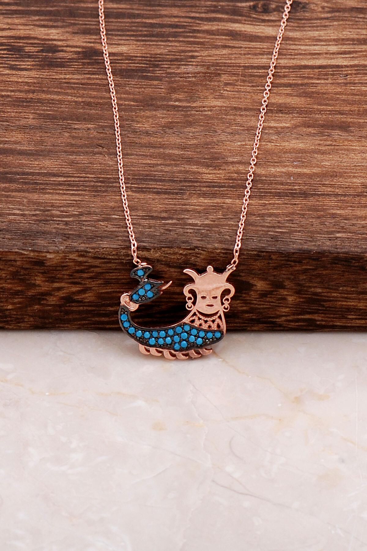 Rose Gümüş Şahmeran Kolye 6556