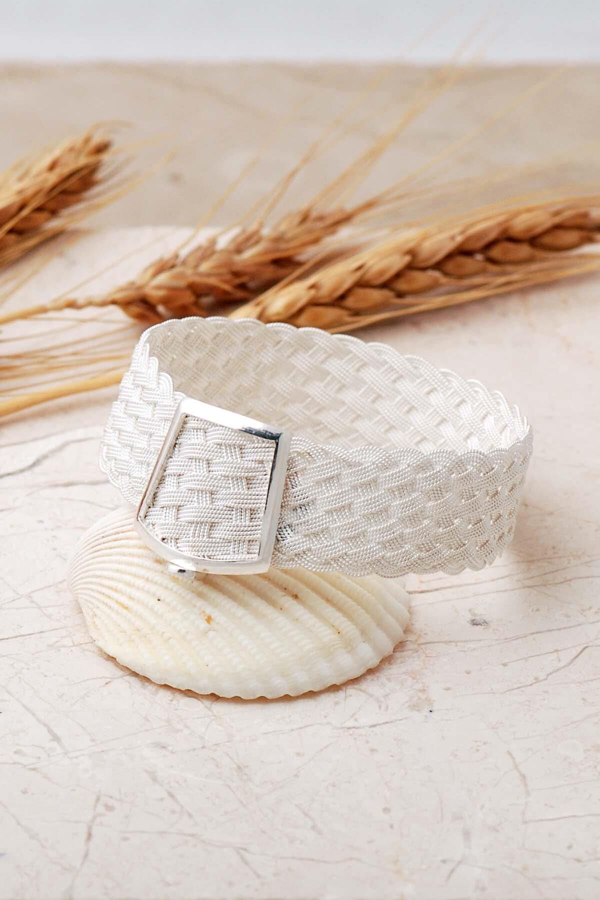 Sepet Örgü Hasır 925 Ayar Gümüş Bilezik 4856