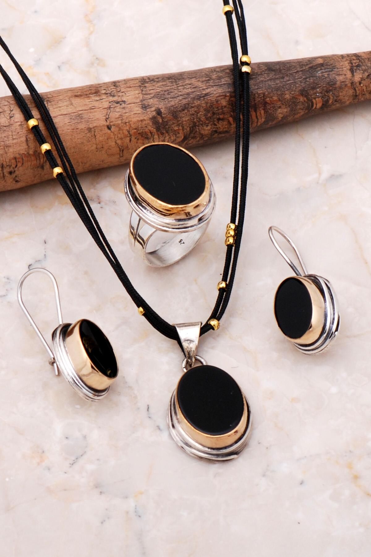 Onix Sarma Elişi Gümüş Set 2169