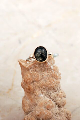 Kehribar Taşlı Elişi Gümüş Yüzük 5844