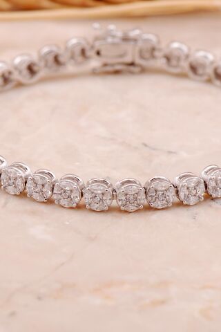 Pırlanta Montürlü Rodyumlu Gümüş Bileklik 4466