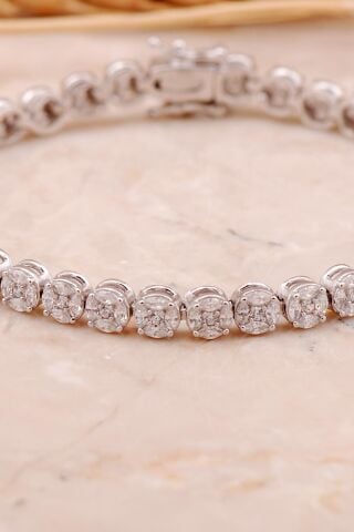 Pırlanta Montürlü Rodyumlu Gümüş Bileklik 4466