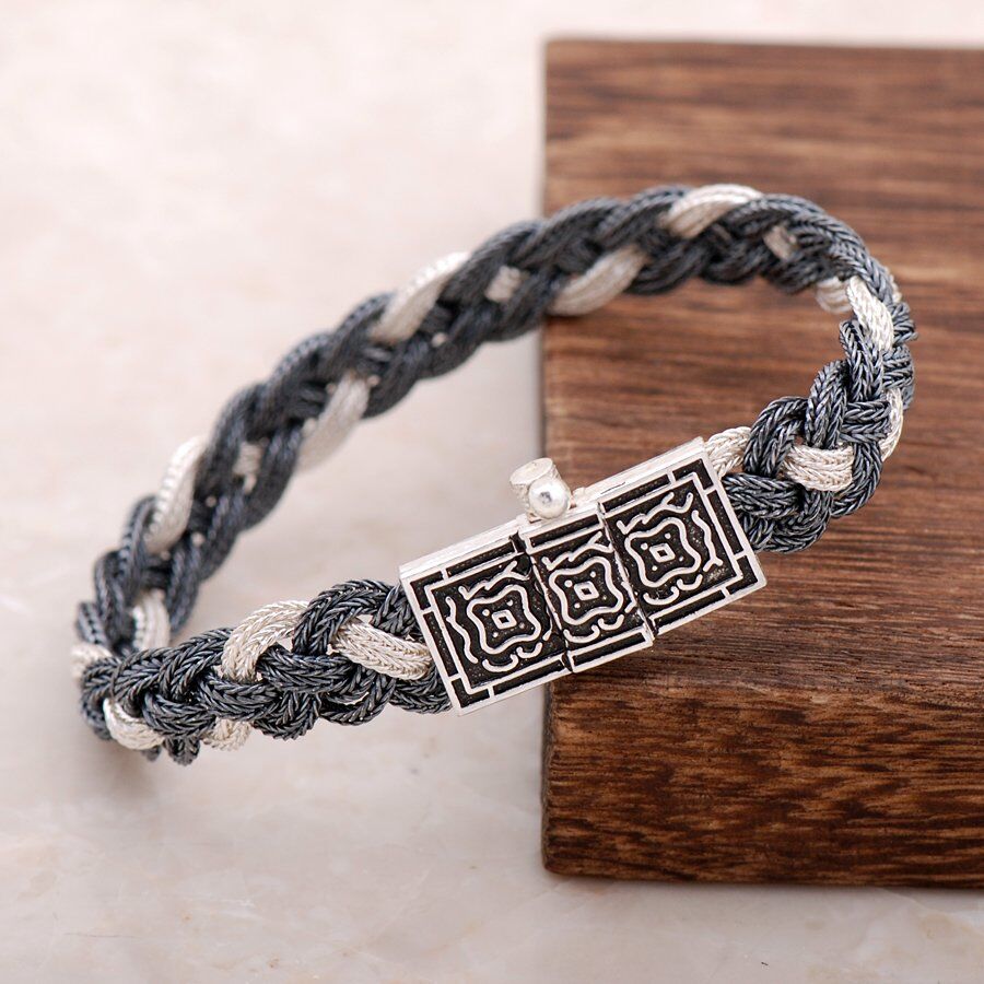 Midyat Hasırı El Yapımı Gümüş Bileklik 2334