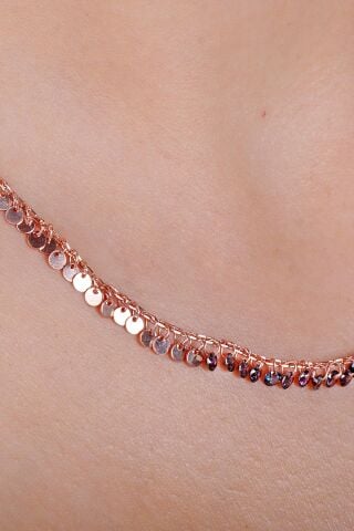 Pullu Mistik Topaz Taşlı Rose Gümüş Kolye 7249